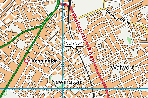 SE17 9BP map - OS VectorMap District (Ordnance Survey) SE17 9BP map - OS VectorMap District (Ordnance Survey)