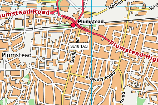 SE18 1AQ map - OS VectorMap District (Ordnance Survey)