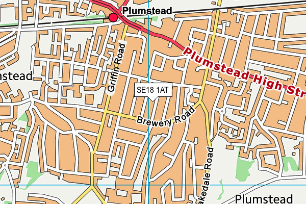 SE18 1AT map - OS VectorMap District (Ordnance Survey)