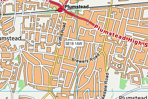 SE18 1AW map - OS VectorMap District (Ordnance Survey)