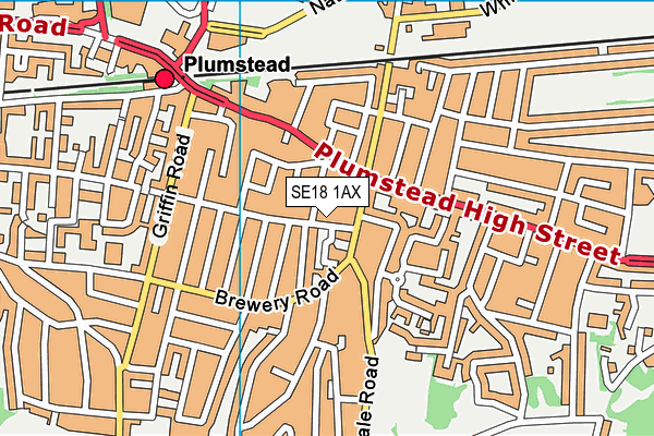 SE18 1AX map - OS VectorMap District (Ordnance Survey)