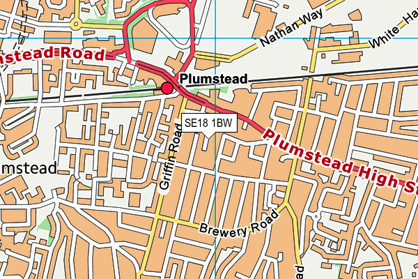 SE18 1BW map - OS VectorMap District (Ordnance Survey) SE18 1BW map - OS VectorMap District (Ordnance Survey)