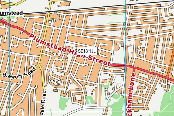 SE18 1JL map - OS VectorMap District (Ordnance Survey) SE18 1JL map - OS VectorMap District (Ordnance Survey)