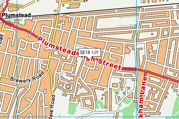 SE18 1JY map - OS VectorMap District (Ordnance Survey) SE18 1JY map - OS VectorMap District (Ordnance Survey)