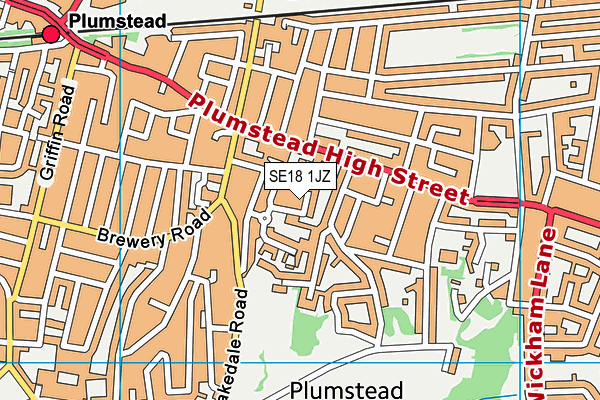 SE18 1JZ map - OS VectorMap District (Ordnance Survey) SE18 1JZ map - OS VectorMap District (Ordnance Survey)