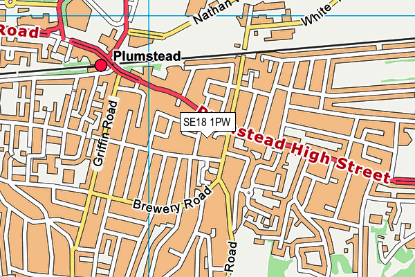 SE18 1PW map - OS VectorMap District (Ordnance Survey) SE18 1PW map - OS VectorMap District (Ordnance Survey)