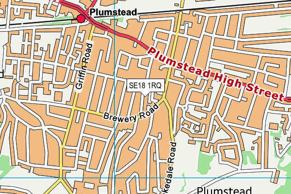 SE18 1RQ map - OS VectorMap District (Ordnance Survey)