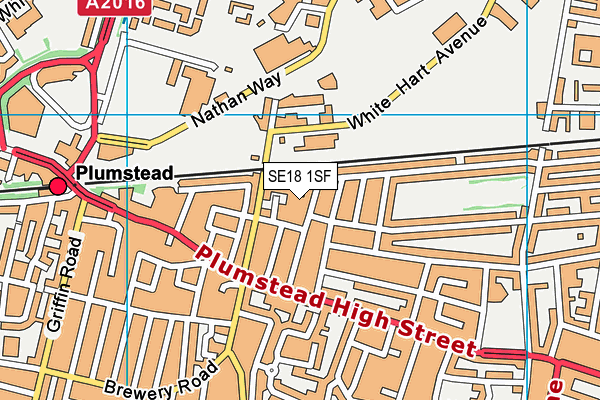 SE18 1SF map - OS VectorMap District (Ordnance Survey)