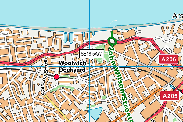 SE18 5AW map - OS VectorMap District (Ordnance Survey) SE18 5AW map - OS VectorMap District (Ordnance Survey)