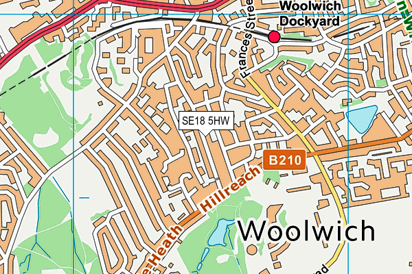 SE18 5HW map - OS VectorMap District (Ordnance Survey) SE18 5HW map - OS VectorMap District (Ordnance Survey)