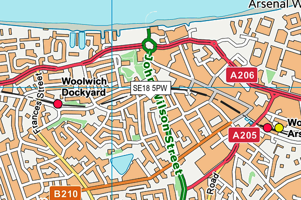 SE18 5PW map - OS VectorMap District (Ordnance Survey) SE18 5PW map - OS VectorMap District (Ordnance Survey)