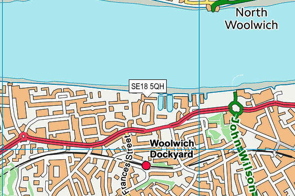 SE18 5QH map - OS VectorMap District (Ordnance Survey) SE18 5QH map - OS VectorMap District (Ordnance Survey)