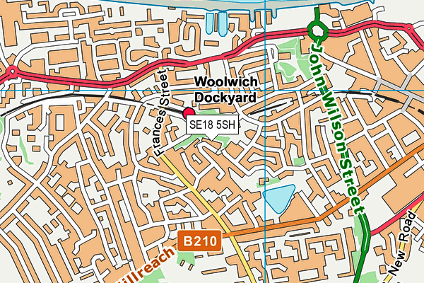 SE18 5SH map - OS VectorMap District (Ordnance Survey) SE18 5SH map - OS VectorMap District (Ordnance Survey)
