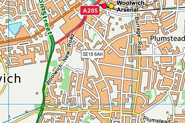 SE18 6AH map - OS VectorMap District (Ordnance Survey) SE18 6AH map - OS VectorMap District (Ordnance Survey)