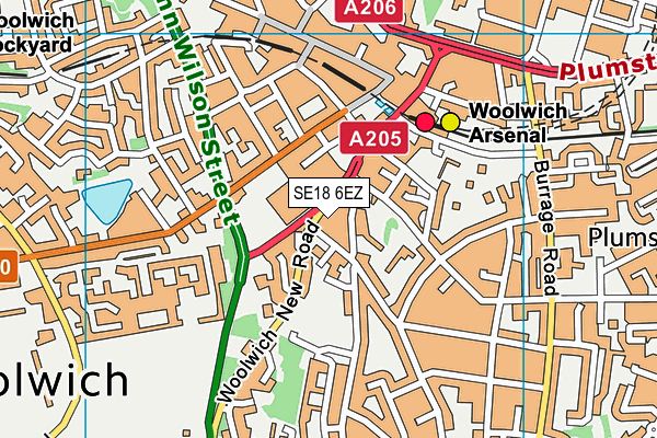 SE18 6EZ map - OS VectorMap District (Ordnance Survey)