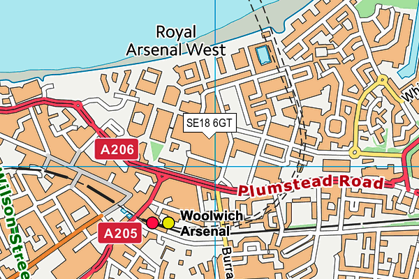 SE18 6GT map - OS VectorMap District (Ordnance Survey)