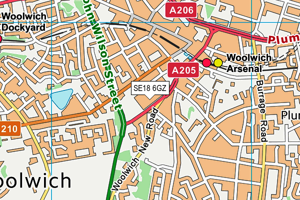 SE18 6GZ map - OS VectorMap District (Ordnance Survey) SE18 6GZ map - OS VectorMap District (Ordnance Survey)