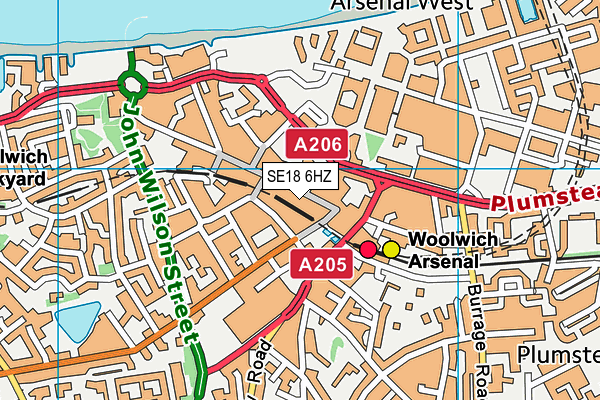 SE18 6HZ map - OS VectorMap District (Ordnance Survey)