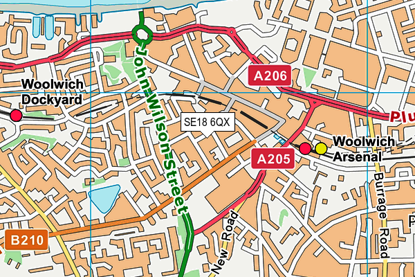 SE18 6QX map - OS VectorMap District (Ordnance Survey) SE18 6QX map - OS VectorMap District (Ordnance Survey)