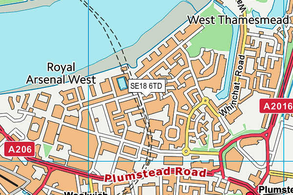 SE18 6TD map - OS VectorMap District (Ordnance Survey)