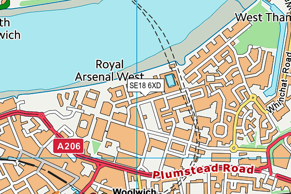 SE18 6XD map - OS VectorMap District (Ordnance Survey)