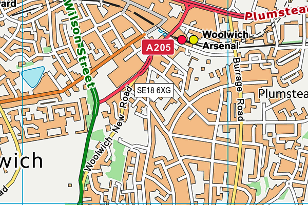 SE18 6XG map - OS VectorMap District (Ordnance Survey)