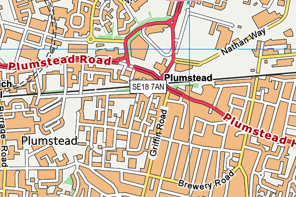 SE18 7AN map - OS VectorMap District (Ordnance Survey)