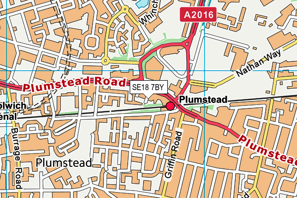 SE18 7BY map - OS VectorMap District (Ordnance Survey)