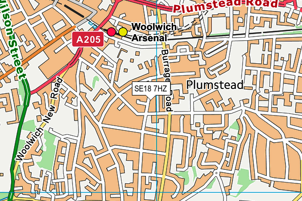 SE18 7HZ map - OS VectorMap District (Ordnance Survey)