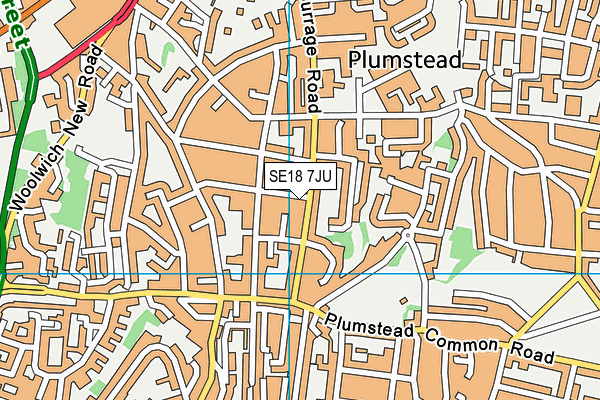 SE18 7JU map - OS VectorMap District (Ordnance Survey)