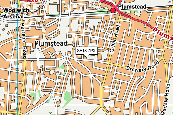 SE18 7PX map - OS VectorMap District (Ordnance Survey) SE18 7PX map - OS VectorMap District (Ordnance Survey)