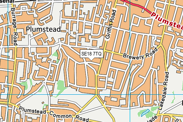 SE18 7TQ map - OS VectorMap District (Ordnance Survey) SE18 7TQ map - OS VectorMap District (Ordnance Survey)