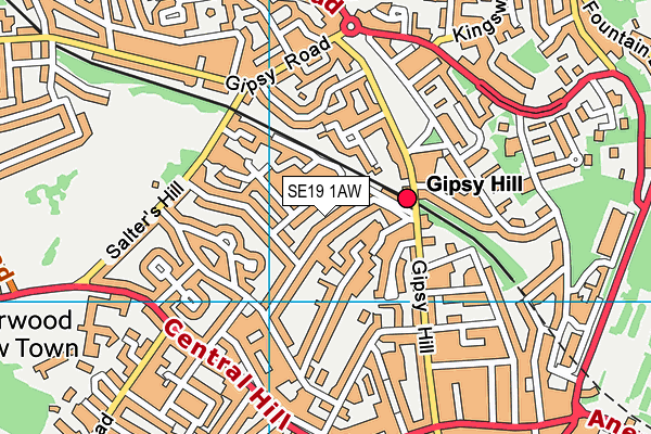 SE19 1AW map - OS VectorMap District (Ordnance Survey) SE19 1AW map - OS VectorMap District (Ordnance Survey)