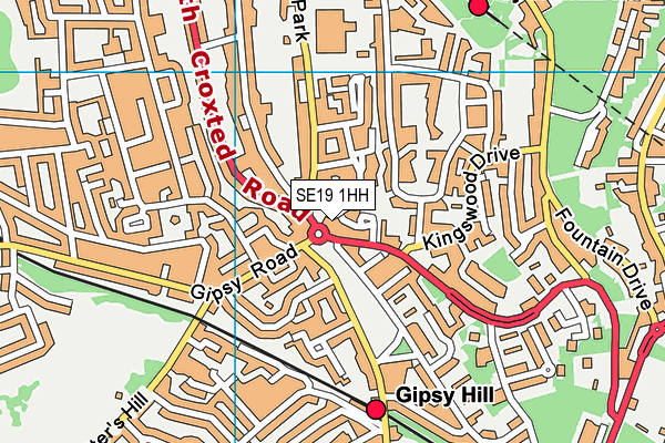 SE19 1HH map - OS VectorMap District (Ordnance Survey) SE19 1HH map - OS VectorMap District (Ordnance Survey)