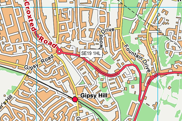 SE19 1HL map - OS VectorMap District (Ordnance Survey) SE19 1HL map - OS VectorMap District (Ordnance Survey)