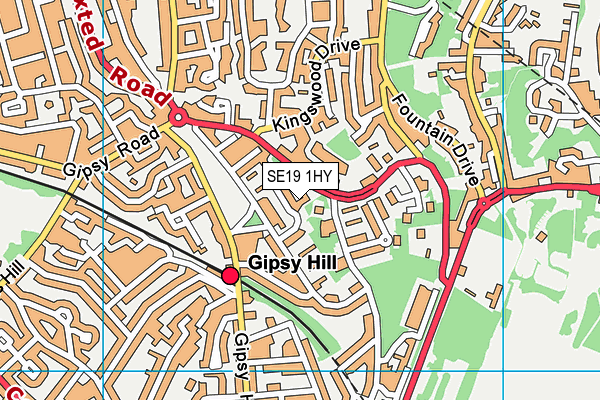SE19 1HY map - OS VectorMap District (Ordnance Survey) SE19 1HY map - OS VectorMap District (Ordnance Survey)