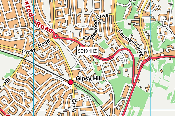 SE19 1HZ map - OS VectorMap District (Ordnance Survey) SE19 1HZ map - OS VectorMap District (Ordnance Survey)