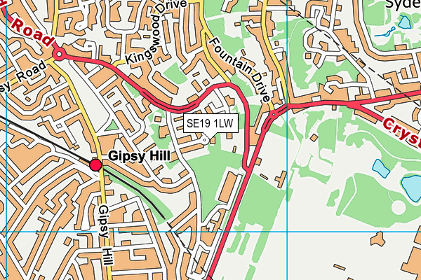 SE19 1LW map - OS VectorMap District (Ordnance Survey)