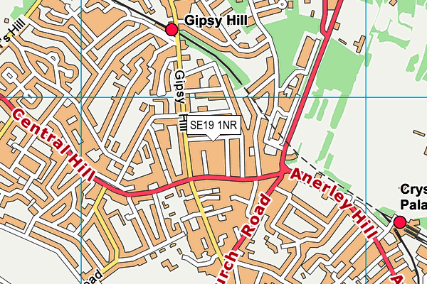SE19 1NR map - OS VectorMap District (Ordnance Survey) SE19 1NR map - OS VectorMap District (Ordnance Survey)