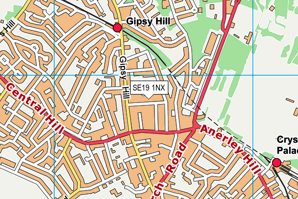 SE19 1NX map - OS VectorMap District (Ordnance Survey) SE19 1NX map - OS VectorMap District (Ordnance Survey)