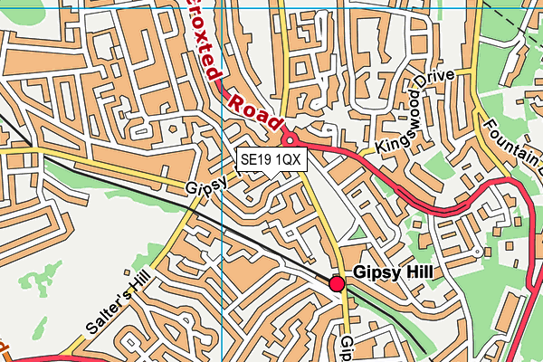 SE19 1QX map - OS VectorMap District (Ordnance Survey) SE19 1QX map - OS VectorMap District (Ordnance Survey)