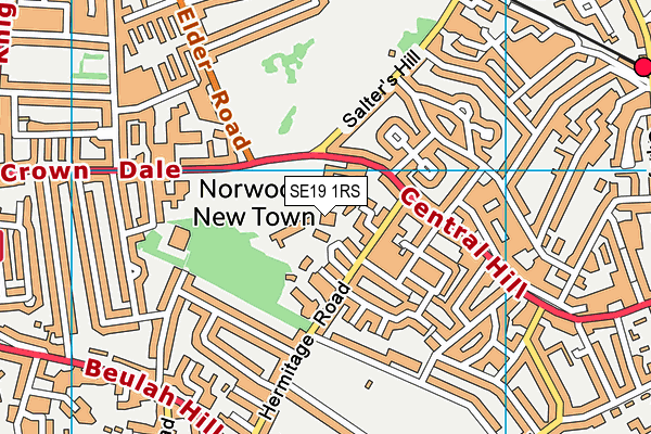 SE19 1RS map - OS VectorMap District (Ordnance Survey) SE19 1RS map - OS VectorMap District (Ordnance Survey)