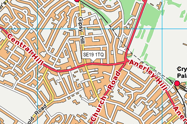 SE19 1TQ map - OS VectorMap District (Ordnance Survey) SE19 1TQ map - OS VectorMap District (Ordnance Survey)