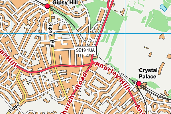 SE19 1UA map - OS VectorMap District (Ordnance Survey) SE19 1UA map - OS VectorMap District (Ordnance Survey)
