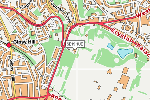 SE19 1UE map - OS VectorMap District (Ordnance Survey)