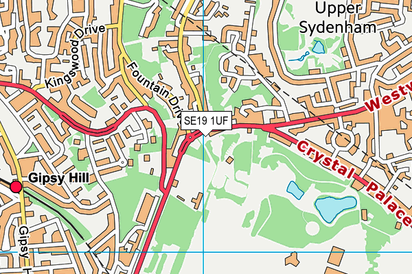 SE19 1UF map - OS VectorMap District (Ordnance Survey) SE19 1UF map - OS VectorMap District (Ordnance Survey)