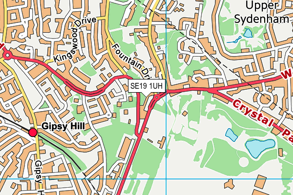 SE19 1UH map - OS VectorMap District (Ordnance Survey) SE19 1UH map - OS VectorMap District (Ordnance Survey)