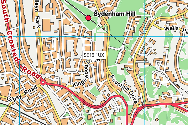 SE19 1UX map - OS VectorMap District (Ordnance Survey) SE19 1UX map - OS VectorMap District (Ordnance Survey)