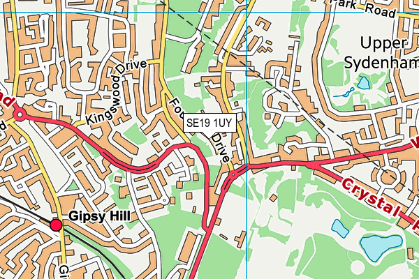 SE19 1UY map - OS VectorMap District (Ordnance Survey) SE19 1UY map - OS VectorMap District (Ordnance Survey)
