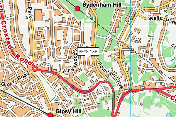 SE19 1XB map - OS VectorMap District (Ordnance Survey) SE19 1XB map - OS VectorMap District (Ordnance Survey)